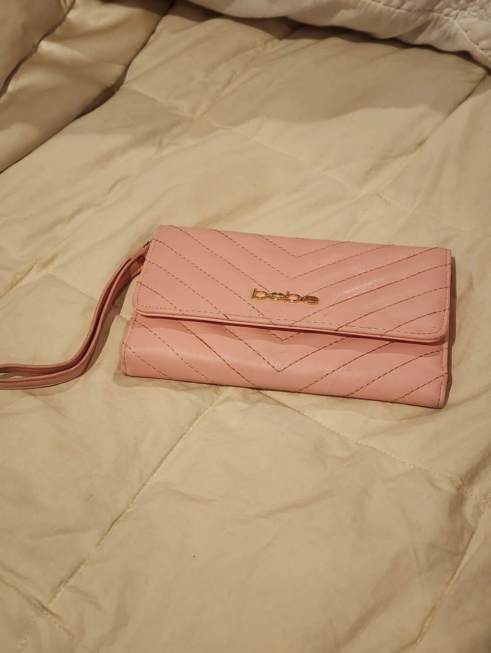 Bebe Trifold Wallet Pink Wristlet